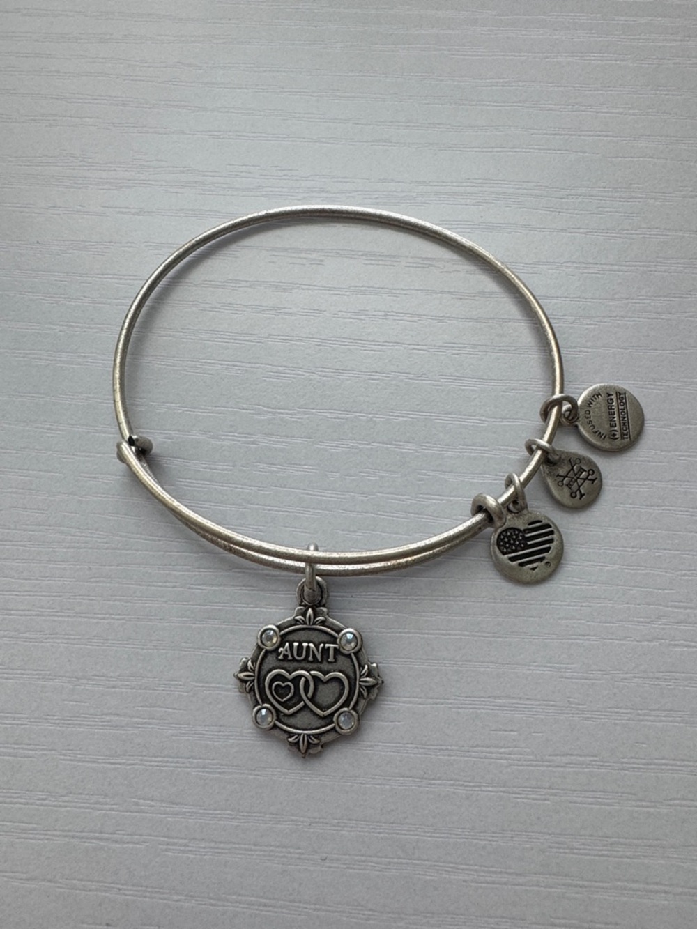 Alex and Ani - Aunt Silver-Tone Charm Bangle Bracelet